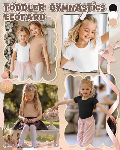 Toddler Girls Cotton Leotards - 3 Pack, Black, White & Nude - 5T