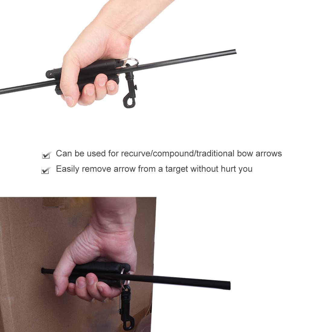 KRATARC Archery Arrow Puller Target Remover Gripper with Belt Clip (Black)
