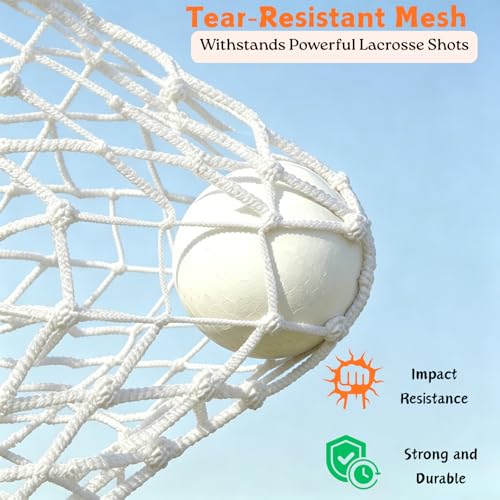 Lacrosse Net Replacement - 3.5mm White, Fits 6'x6'x7' Goals