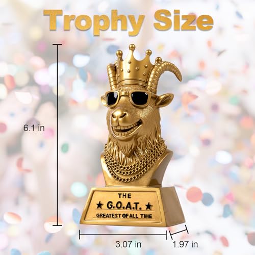 6-Inch Goat Trophy | Handmade G.O.A.T. Winner Award | Funny Desk Decor