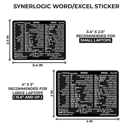 Keyboard Shortcut Sticker for Microsoft Word/Excel - Black