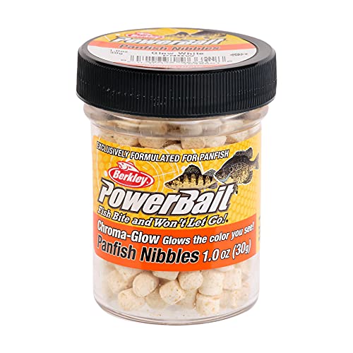 Chroma-Glow Panfish Nibbles Fishing Soft Bait - Glow White Jar
