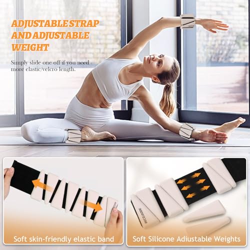 Adjustable Ankle Weights Set - 4 lb Pair (2 lb Each) for Workout, Yoga, Pilates