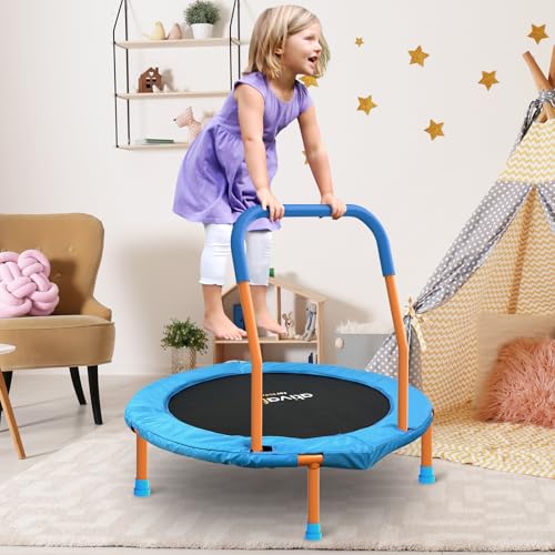 36-Inch Toddler Trampoline with Foam Handle - Orange & Blue