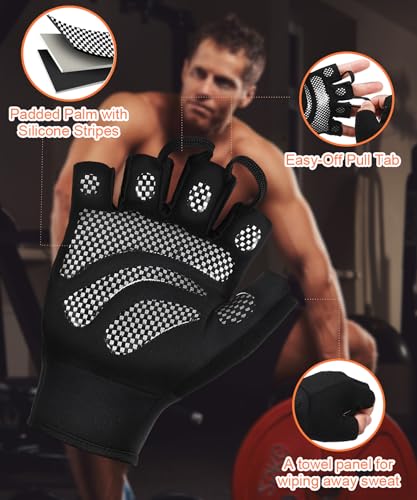 Weight Lifting Gloves with Extended Wrist Support - Black, Medium