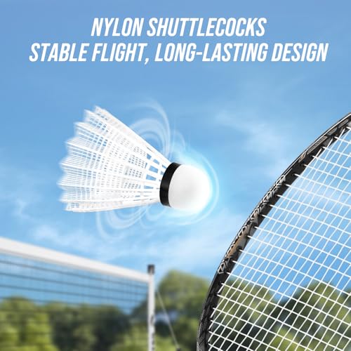 Professional Badminton Set with Net & Rackets - B-White
