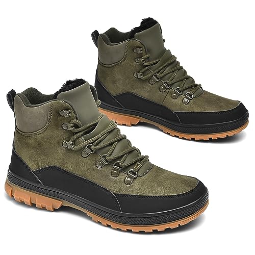 Wondamo Men’s Snow Boots Green/Black 12 Lightweight Waterproof Winter Boots