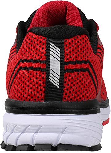 Joomra Men's Supportive Running Shoes - Cushioned Athletic Sneakers, Red, Size 11