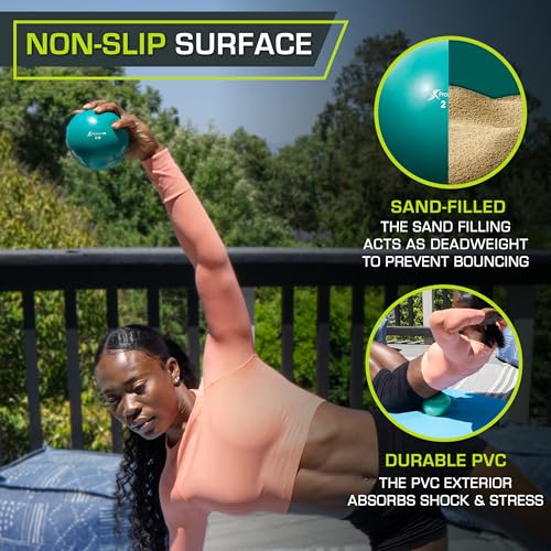 Weighted Toning Exercise Balls for Pilates & Yoga - 2 lb Aqua