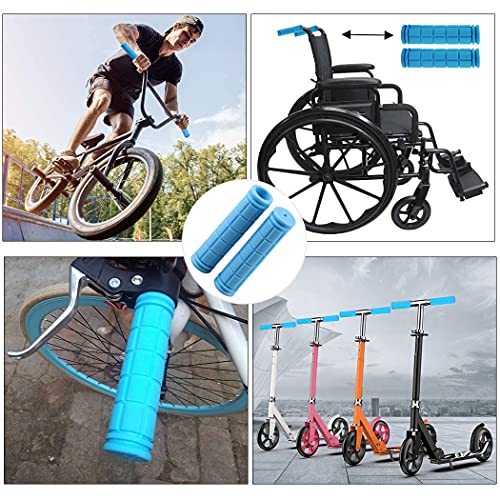 Bike Handlebar Grips with Blue Tassel Streamers - 4.7"