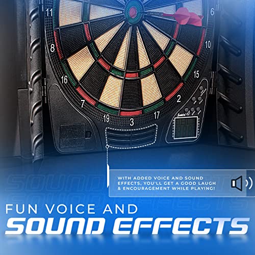 Electronic Dart Board Set with Cabinet - 65 Game Variations & 6 Darts