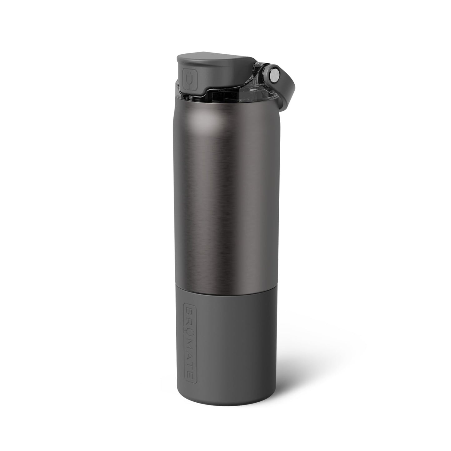BrüMate Rise 25oz Water Bottle With 100% Leakproof Covered Silicone Straw | Insulated Stainless Steel Water Bottle | Cup-Holder Friendly | Fast Flow | Soft Sip Spout | BPA-Free (Black Stainless)