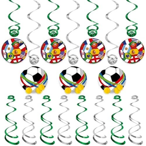 Soccer Party Hanging Swirl Decorations - 15 Piece Football Theme Set