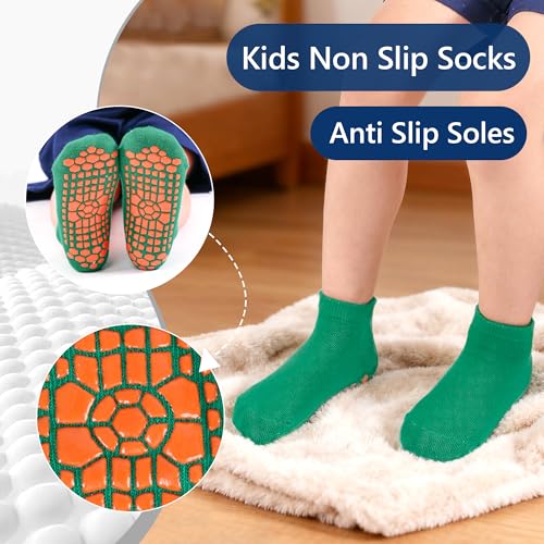 Non-Slip Kids Grip Socks - Slipper Socks for Boys 6 Pairs (6-9 Years)
