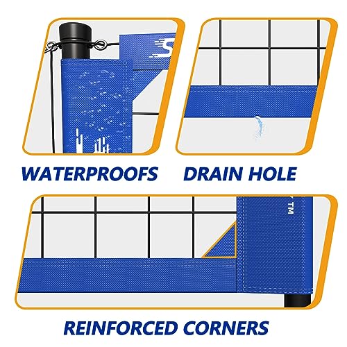 Outdoor Volleyball Net Set - Heavy Duty, Adjustable Poles, Blue
