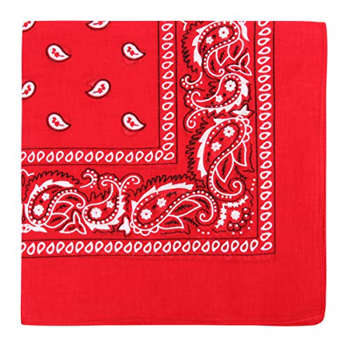 Cotton Paisley Bandana Face Cover - Red - Unisex Multi-Purpose Headwear