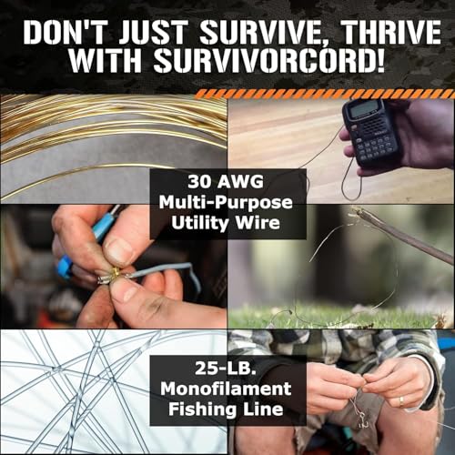 SurvivorCord 550 Paracord Army Green 100ft - Military-Grade Survival Cord for Camping & Outdoors