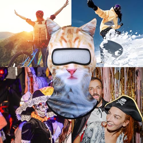 Cat Face Balaclava Mask with Ears - 3D Orange Cat Design
