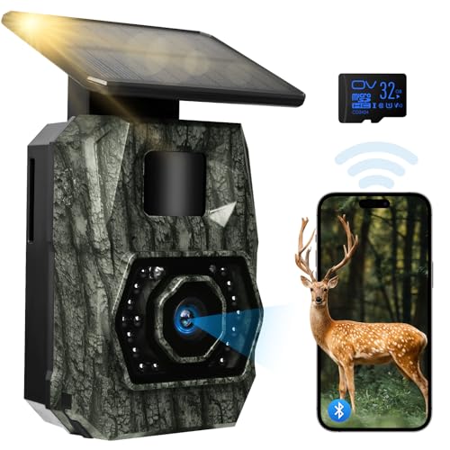 Solar Trail Camera with WiFi & Bluetooth - 4K 64MP Night Vision - Dark Green