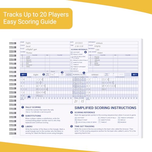 Volleyball Scorebook - 30 Match Stat Tracker, 8.5x11 Inch
