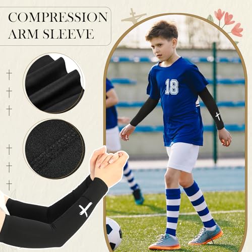 Cross Arm Sleeves for Football - 2 Pairs, 13-18y, White & Black