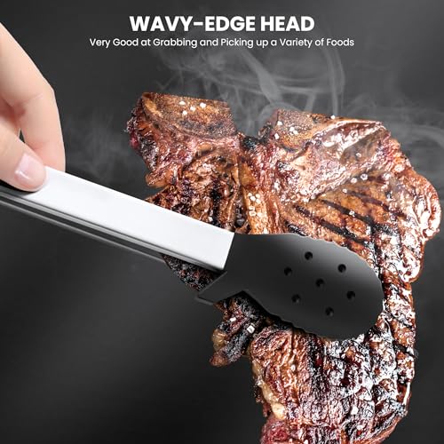 12" Silicone Cooking Tongs - 600°F Heat Resistant - Biscuit Head