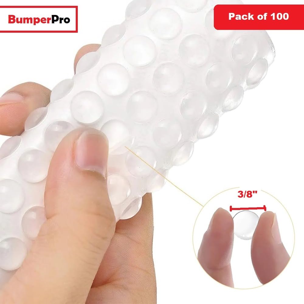 100PCs Clear Cabinet Door Bumpers 3/8", Self Adhesive Silicone Clear Rubber Bumpers for Cabinet Doors, Rubber Stoppers for Furniture, Adhesive Rubber Feet Pads, Drawer Stops, Cabinet Stoppers