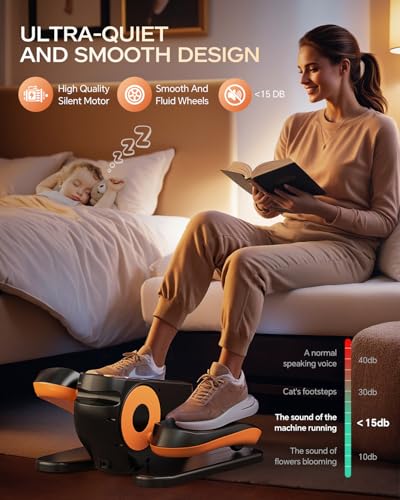 Under Desk Elliptical Machine - Portable Seated Pedal Exerciser with Remote Control