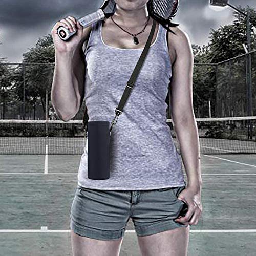 Water Bottle Sling Bag Carrier - Insulated Neoprene Case - Pure Black