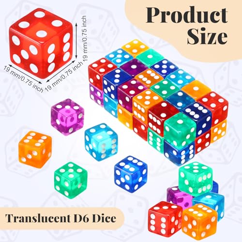 Seenelling 36 Pcs 19mm D6 Dice Set - Classic Color Casino Style Craps Dice