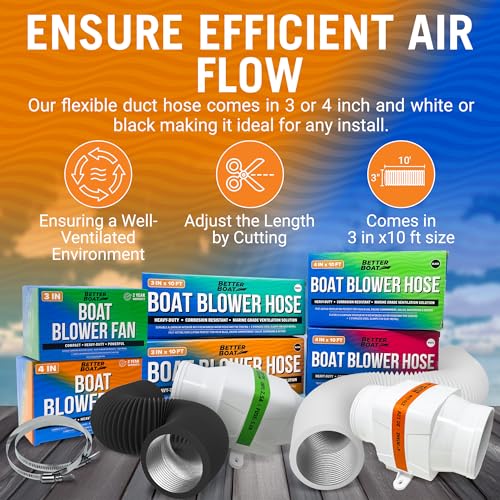 Boat Blower Hose, 3 Inch Marine Exhaust 10 Ft Flexible PVC Duct