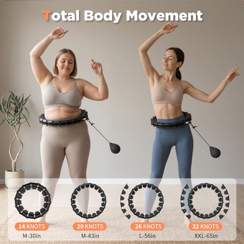 Weighted Hula Hoop Fitness - 65 Inch Detachable - Black
