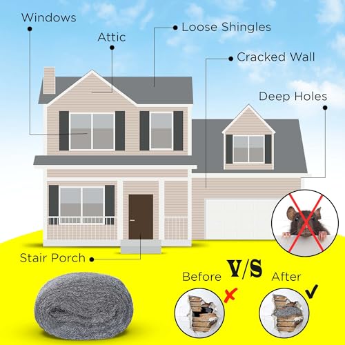 30FT SIMBA Steel Wool for Mice Control - 1x30 FT Coarse Steel Wool, Hole & Gap Filler, Protect Home, Garage, Pipeline, Vent, Keep Mice Away 1 roll 30FT