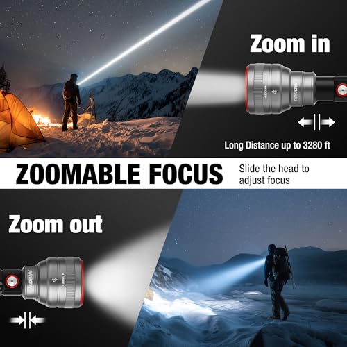Arrow Rechargeable LED Flashlight 1000 Lumens Long Range Zoomable Spotlight