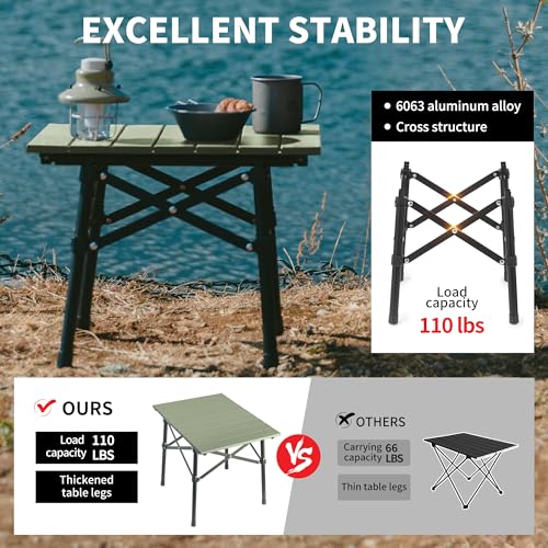 Naturehike Green Portable Camping Table 20.5x14.8 Inch Ultralight Folding Aluminum