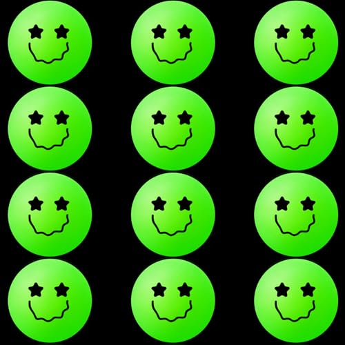 Glow in the Dark Table Tennis Balls - 12 Pack with Smile Face