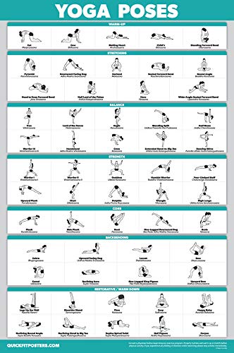 QuickFit Yoga Position Exercise Poster - Laminated 18" x 24"
