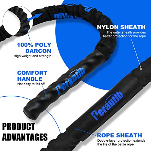 Heavy Battle Rope with Protective Sleeve - 1.5" x 30 ft Length