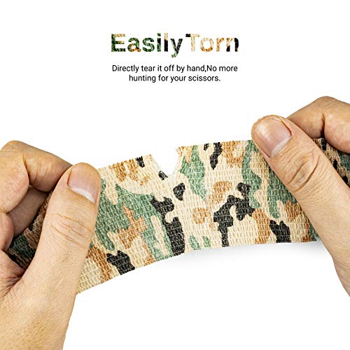 Self-Adhesive Athletic Tape - 9 Rolls, Breathable Cohesive Bandage - German Woodland Camo
