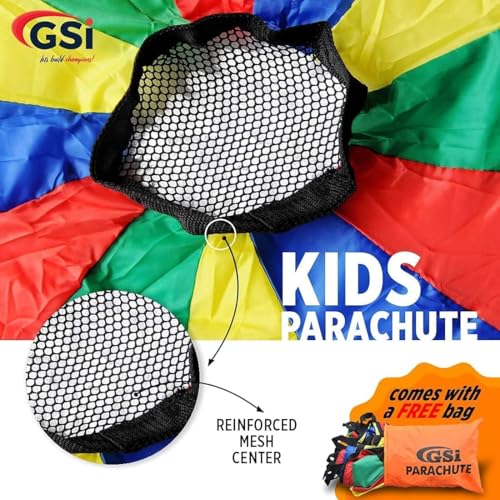Kids Rainbow Parachute 12 Feet - Bright Colors, Durable Fabric