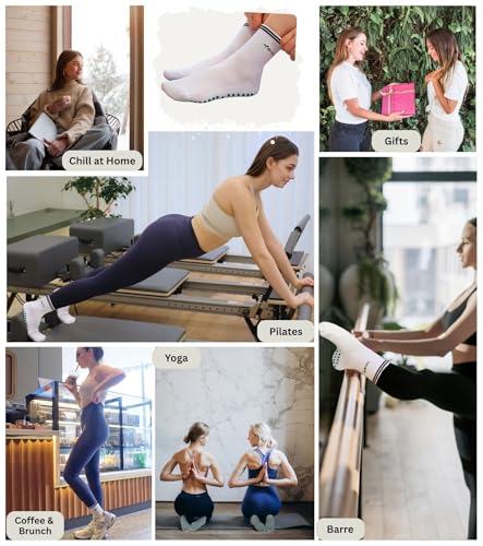 Non-Slip Pilates Grip Socks for Yoga, Barre, and Reformer - Leaf