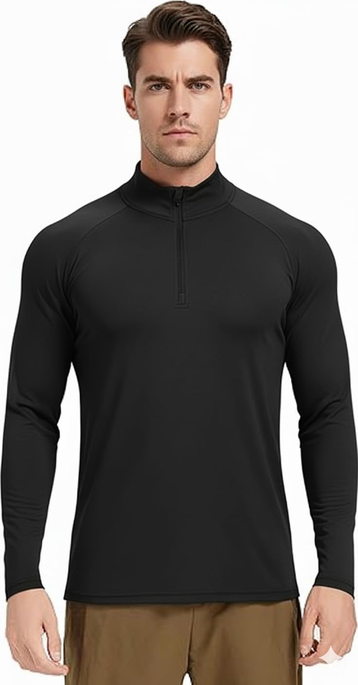 Skiennix Men's Quarter Zip Pullover Athletic Shirt - Quick Dry Long Sleeve for Running & Gym | 3-Pack