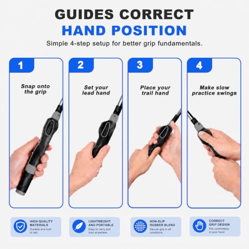 Golf Grip Trainer - Improve Hand Placement for Consistent Shots - Gray