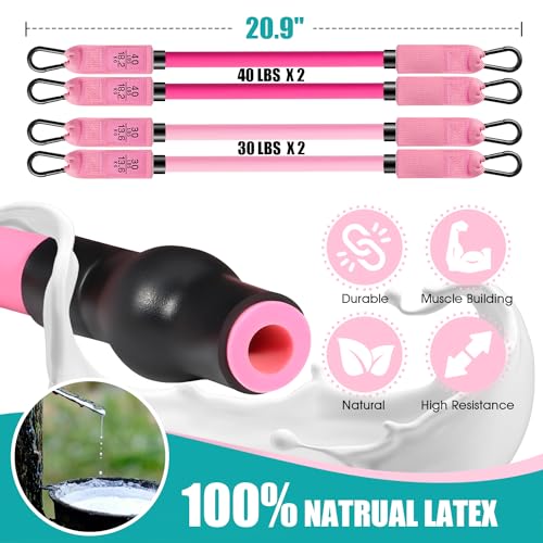 Adjustable Pilates Bar Kit with Resistance Bands for Home Workouts
