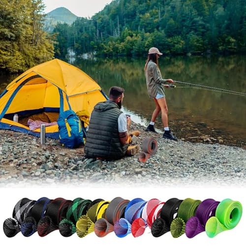 Yontree 12-Pack Fishing Rod Sleeve - 67'' Rod Socks, Mesh Cover for Spinning/Casting Rods, 1.4'' wide, 12 colors