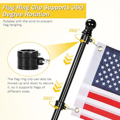 Black Golf Cart Flag Holder with USA Flag Kit - Adjustable Dual Stainless Poles