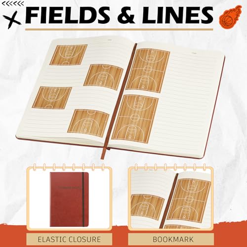 Eaasty 2 Pack Christmas Basketball Coaching Notebook with PU Leather, Large B5 Size