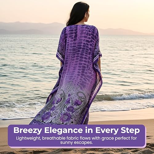 Oussum Women Plus Size Kaftan Kimono Maxi Dress – Multi-Color