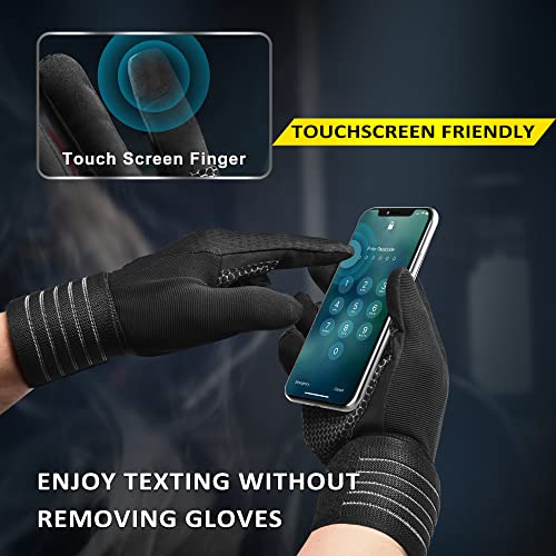 Full Finger Workout Gloves for Men - Weight Lifting, Black, Large