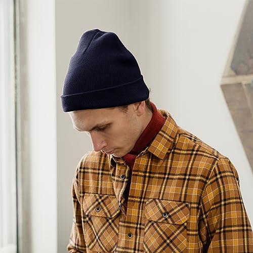 Purple Beanie Hat for Men & Women - Warm Acrylic Knit Cuff Cap